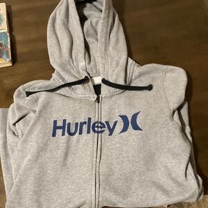 Hurley Heather Gray Hoodie with Navy Logo